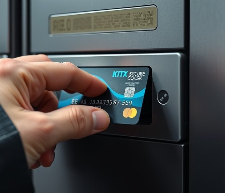 Specialist inspecting the card reader of a self-service terminal